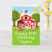 Farm Red Barn Afrikanisches Mädchen Happy Birthday Karte (Gelbe Blume)