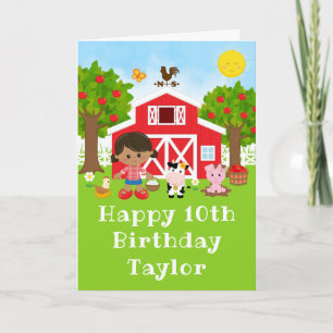 Farm Red Barn Afrikanisches Mädchen Happy Birthday Karte