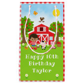 Farm Red Barn Afrikanisches Mädchen Happy Birthday Kleine Geschenktüte (Vorderseite)