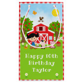 Farm Red Barn Black Hair Girl Happy Birthday Kleine Geschenktüte (Rückseite)
