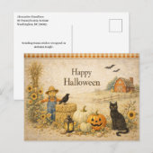Farm Red Barn Halloween Feiertagspostkarte (Vorne/Hinten)