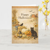 Farm Red Barn Halloween Karte (Gelbe Blume)