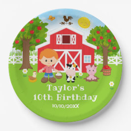 Farm Red Barn Red Hair Boy Birthday Party Pappteller