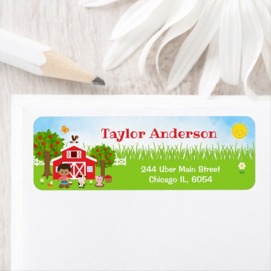 Farm Red Barnyard Afrikanischer Junge (Insitu)