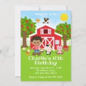 Farm Red Barnyard Birthday Afroamerikaner Einladung (Vorderseite)