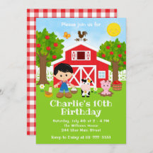 Farm Red Barnyard Birthday Black Hair Boy