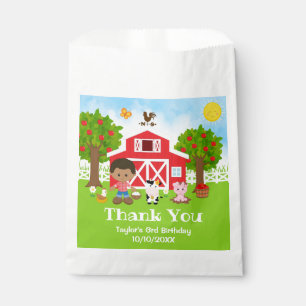 Farm Red Birthday African American Boy Danke Geschenktütchen
