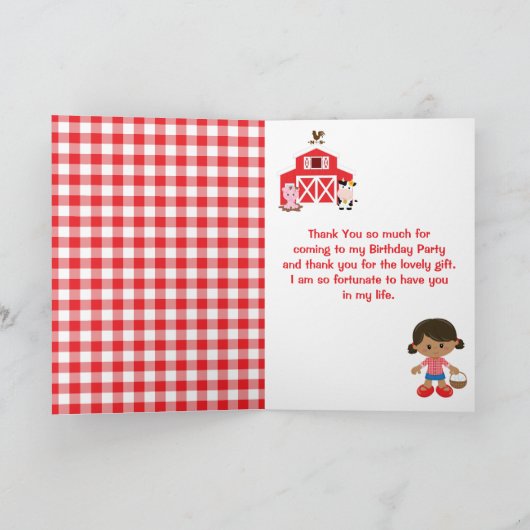 Farm Red Birthday American Girl Dankeskarte (Innenseite)