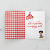 Farm Red Birthday Black Hair Boy Dankeskarte (Innenseite)