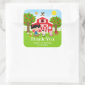 Farm Red Birthday Black Hair Girl Vielen Dank Quadratischer Aufkleber (Tasche)