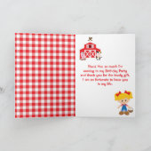 Farm Red Birthday Blonde Hair Girl Dankeskarte (Innenseite)