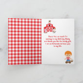 Farm Red Birthday Red Hair Boy Dankeskarte (Innenseite)