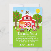 Farm Red Birthday Red Hair Boy Dankeskarte (Vorderseite)
