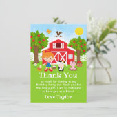 Farm Red Birthday Red Hair Girl Dankeskarte (Stehend Vorderseite)