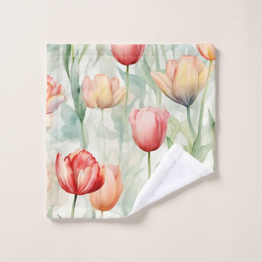 Farm Red Yellow Tulip Blume Brautparty Badhandtuch Set (Waschlappen)