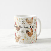 Farm Roosters Floral Home Heart Kaffeetasse (VorderseiteRechts)