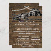 Farm Rustic String Lights Barn Wedding Einladungen (Vorne/Hinten)