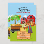 Farm Scarecrow Geburtstag Einladung (Vorne/Hinten)