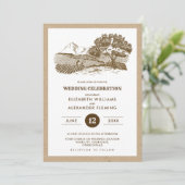 Farm Scetch Kraft Papier Rustikale Hochzeit Einladung (Stehend Vorderseite)