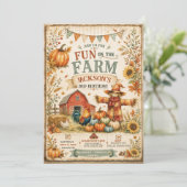 Farm Scheune Vogelscheuche Herbst Herbst 3. Geburt Einladung (Stehend Vorderseite)