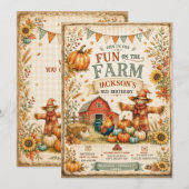Farm Scheune Vogelscheuche Herbst Herbst 3. Geburt Einladung (Vorne/Hinten)