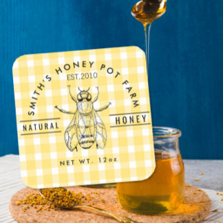 Farm shop honey jar label small business quadratischer aufkleber