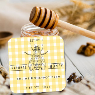 Farm shop honey jar label small business quadratischer aufkleber