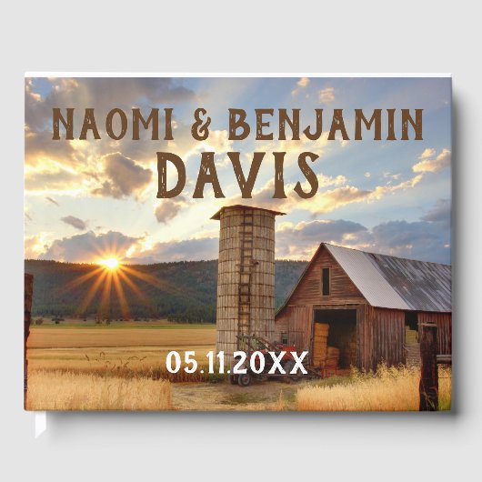 Farm & Sonnenblumen Hochzeitshaus Gästebuch (Vorderseite)