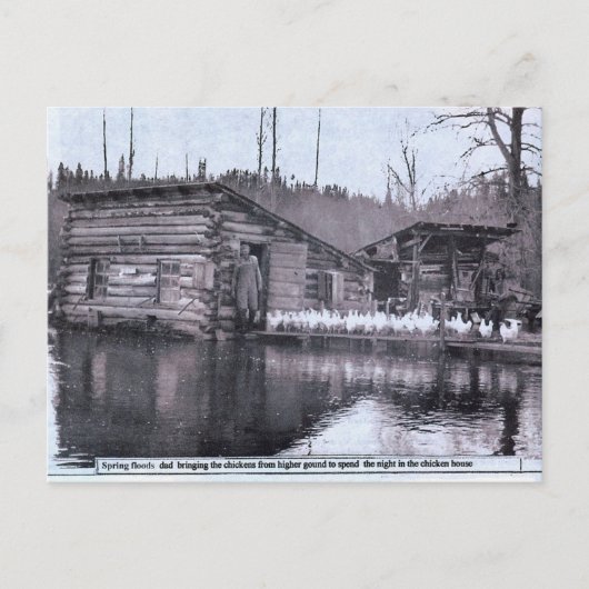 Farm Spring Flood Postkarte der 1920er Jahre (Vorderseite)