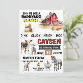 Farm Stalltiere Aquarell Geburtstagseinladungen Einladung (Stehend Vorderseite)