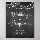 Farm String Lights, Chalkboard, Hochzeitsprogramm Poster (Vorne)