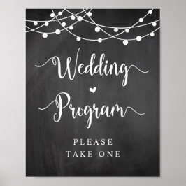 Farm String Lights, Chalkboard, Hochzeitsprogramm Poster