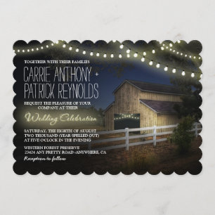 Farm String Lights Rustic Barn Wedding Einladungen
