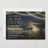 Farm String Lights Rustic Barn Wedding Einladungen (Vorderseite)