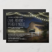 Farm String Lights Rustic Barn Wedding Einladungen (Vorne/Hinten)