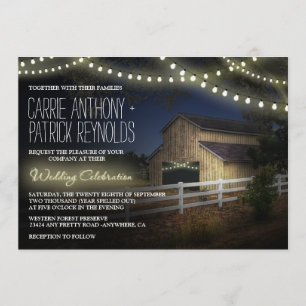 Farm String Lights Rustic Barn Wedding Einladungen