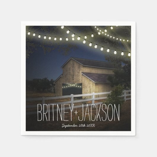 Farm String Lights Rustic Barn Wedding Napkins Serviette (Vorderseite)