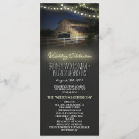 Farm String Lights Rustic Barn Wedding Programs