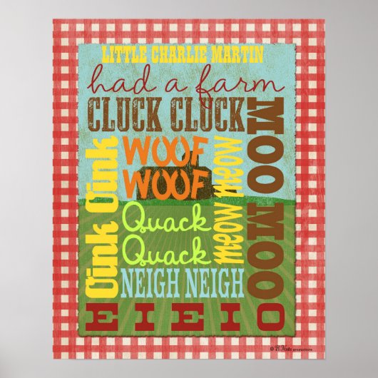 Farm Subway Art Poster - Der alte MacDonald hatte (Vorne)