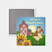 Farm Sunflowers Rooster Magnet (Vorderseite/Rückseite)