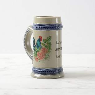 Farm Sweet Farm Floral Rooster Bierglas