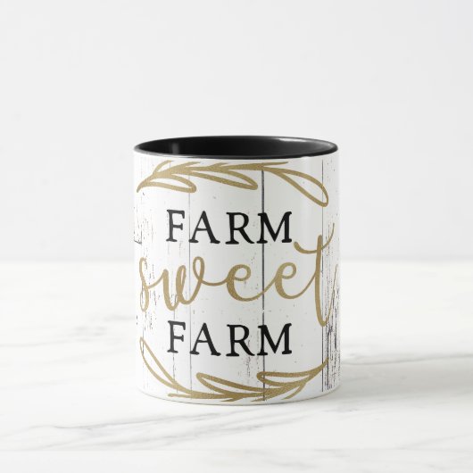 Farm Sweet Farm White Wood Country Bauernhof Tasse (Zentrum)