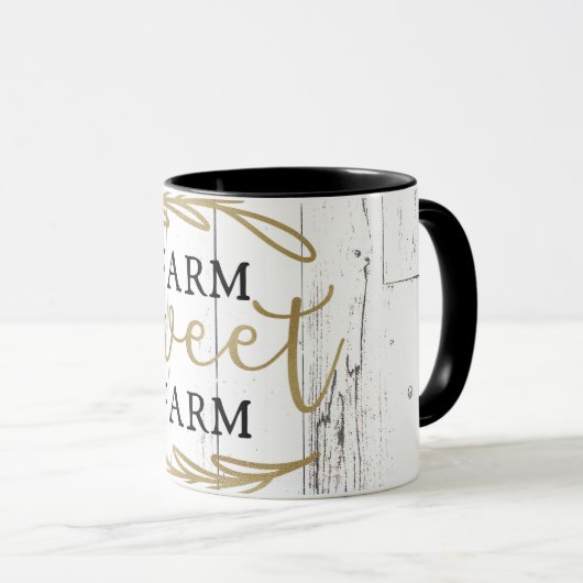 Farm Sweet Farm White Wood Country Bauernhof Tasse (VorderseiteRechts)