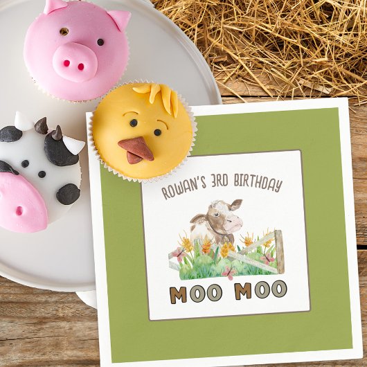 Farm Thema Kuh Moo Moo Kindergeburtstag Party Serviette