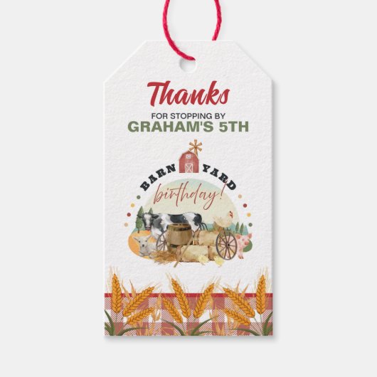 Farm Theme Birthday Gefallen Tags Geschenkanhänger (Vorderseite)