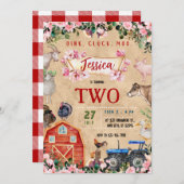 Farm Theme girl Birthday Party Einladung (Vorne/Hinten)