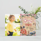 Farm Theme girl Birthday Party  Einladung (Stehend Vorderseite)