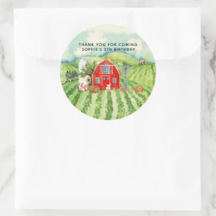 Farm Themed Birthday Party Danke Runder Aufkleber