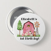 Farm Themed First Birthday - Name Button Button (Vorne & Hinten)
