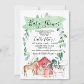 Farm Themed Wreath Baby Dusche Einladung (Vorderseite)